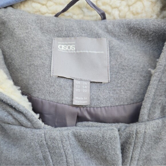 ASOS Skirted Duffle Coat Swing Jacket Hooded Toggle Women's Plus Size 22 Gray - Picture 2 of 7